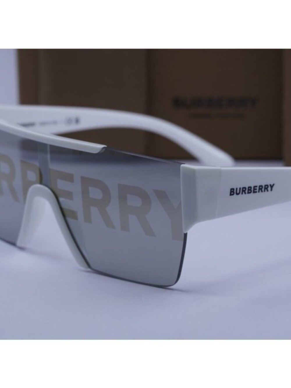 Burberry BE4291 3007/H Shield Sunglasses - White/Grey Tampo Burberry Silver - Picture 11 of 12